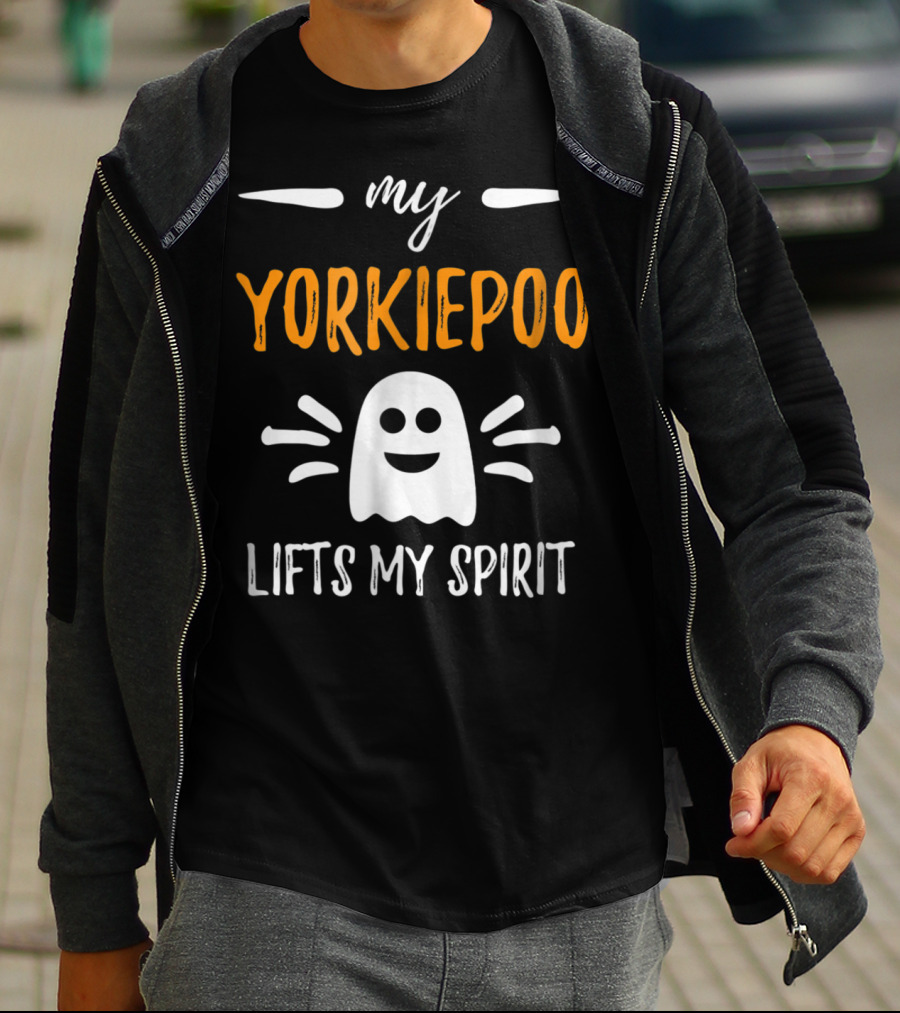 My Yorkiepoo Lifts My Spirit Ghost Theme Dog Mom T-Shirt