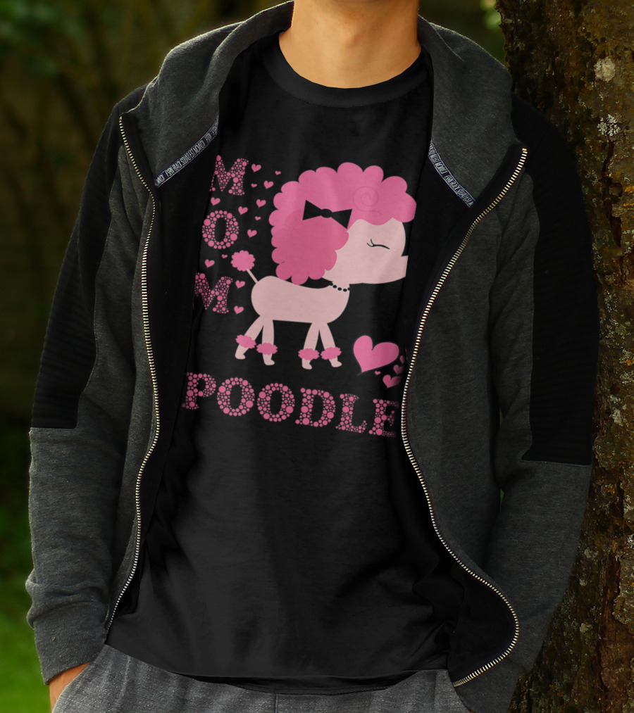 POODLE MOM DOG HEARTS BOW T-Shirt