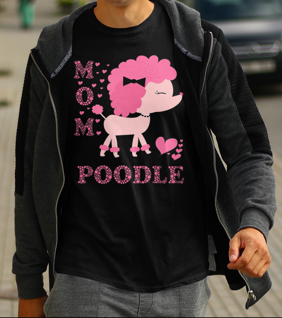 POODLE MOM DOG HEARTS BOW T-Shirt