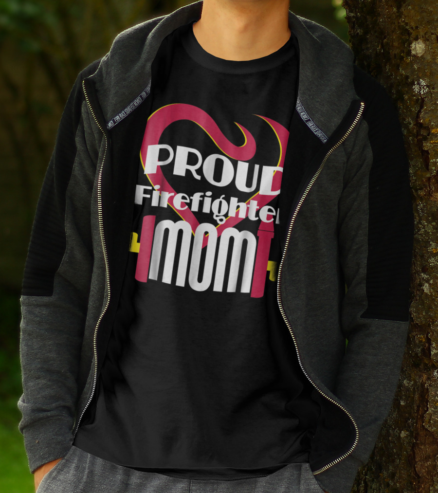 Proud Firefighter Mom Heart T-Shirt