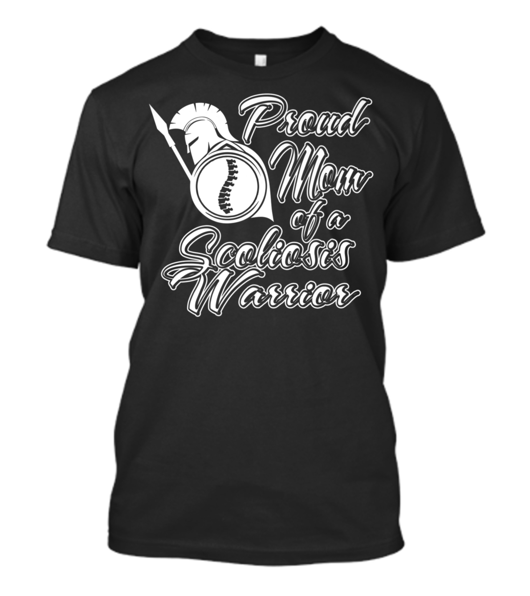 Proud Mom Of A Scoliosis Warrior Spartan Helmet Emblem T-Shirt