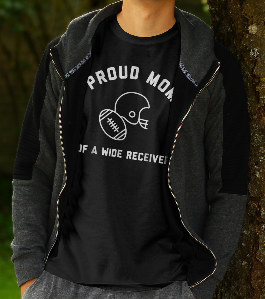 Proud Mom Of A Wide Receiver Football Helmet And Ball T-Shirt
