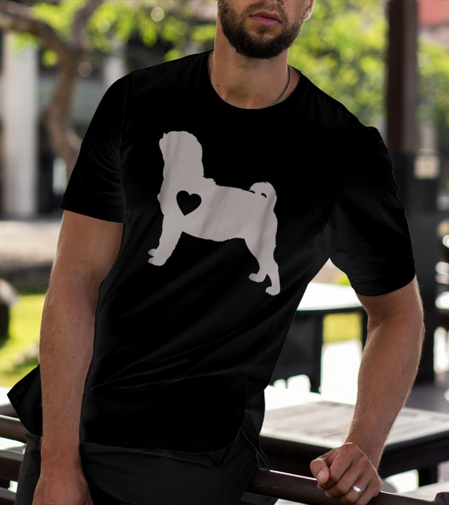 Pug Love Heart Silhouette Dog Idea Pug Dog T-Shirt