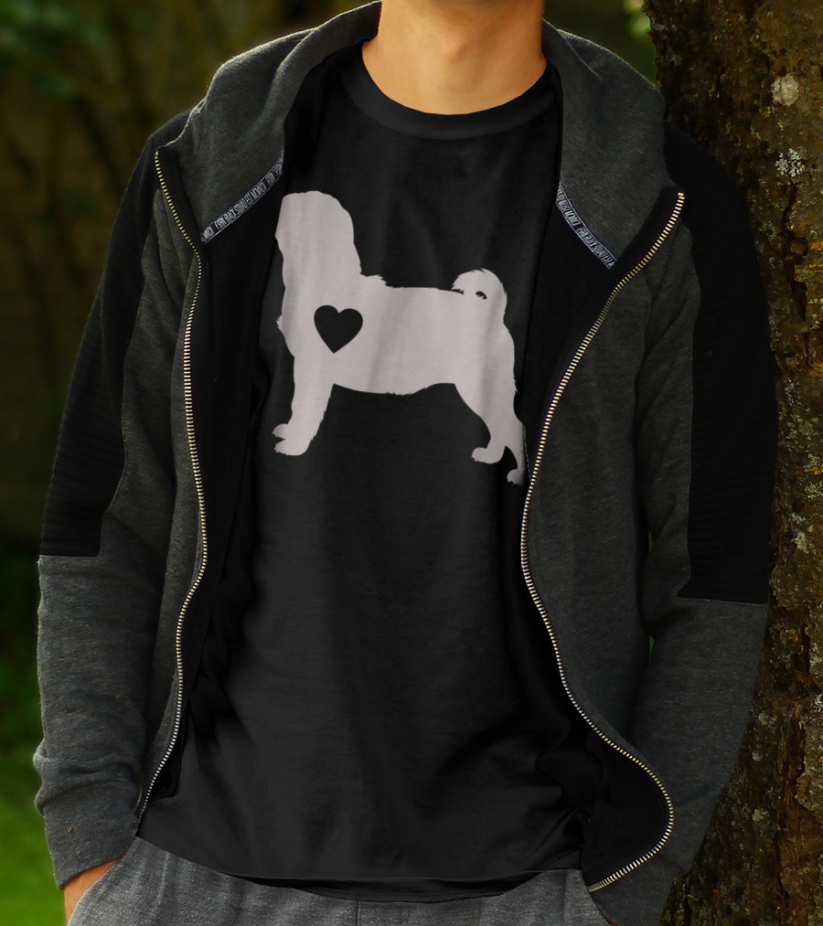 Pug Love Heart Silhouette Dog Idea Pug Dog T-Shirt