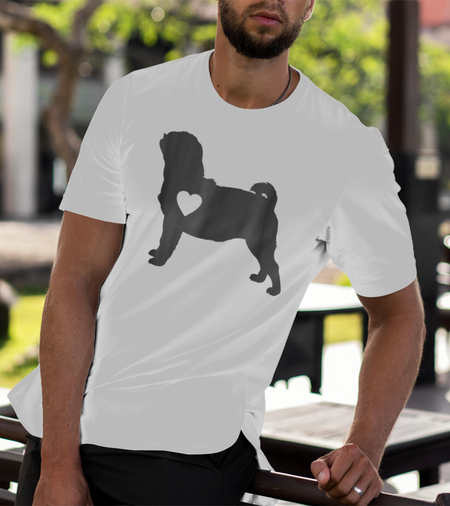 Pug Love Heart Silhouette Pug Dog Mom59 T-Shirt
