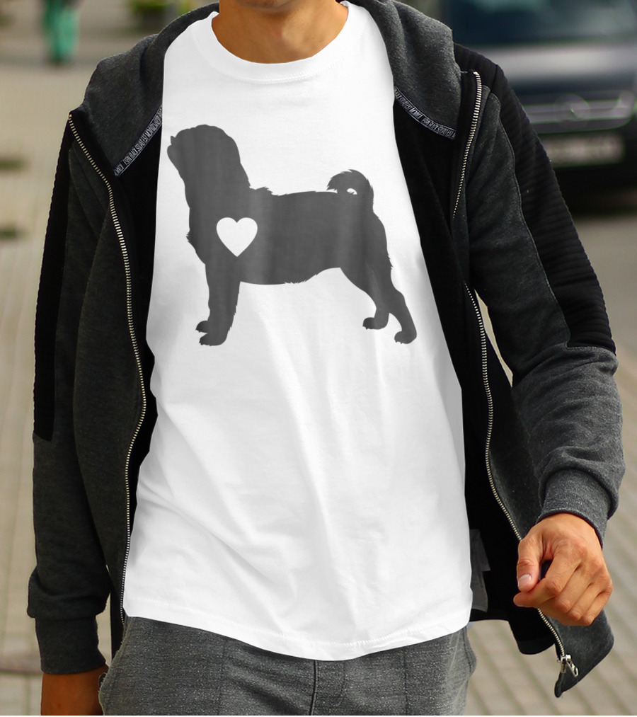 Pug Love Heart Silhouette Pug Dog Mom59 T-Shirt