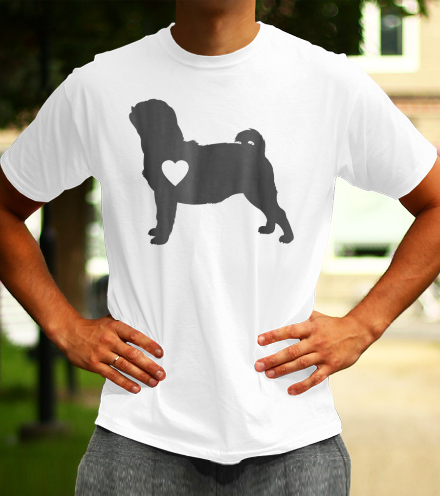 Pug Love Heart Silhouette Pug Dog Mom59 T-Shirt
