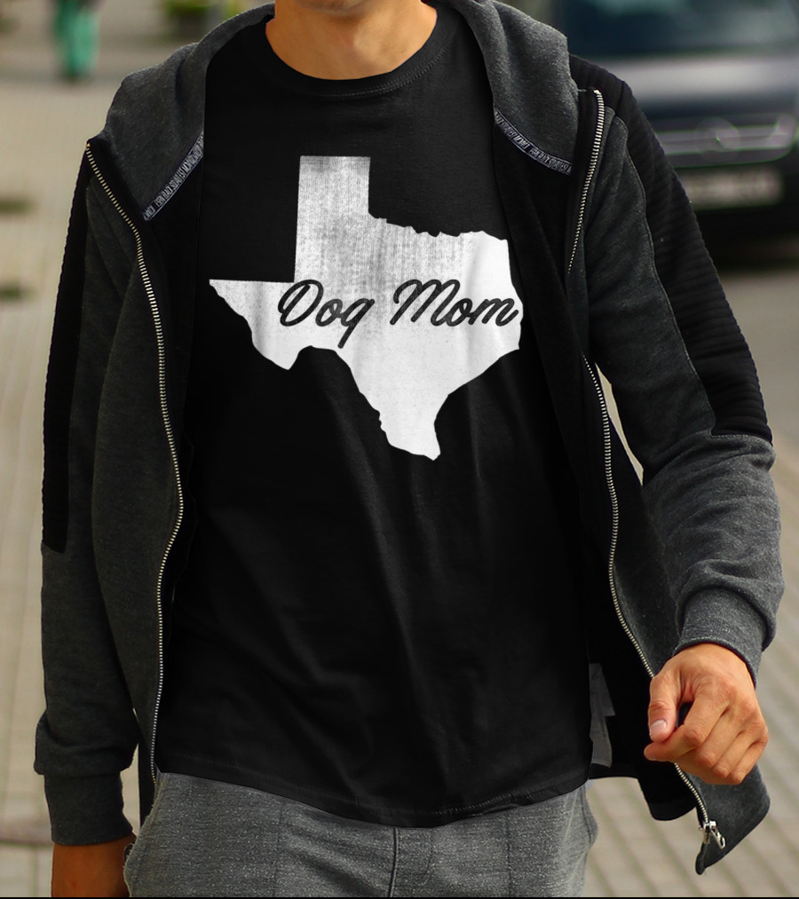 Texas State Dog Mom TX Lover Distressed Map T-Shirt