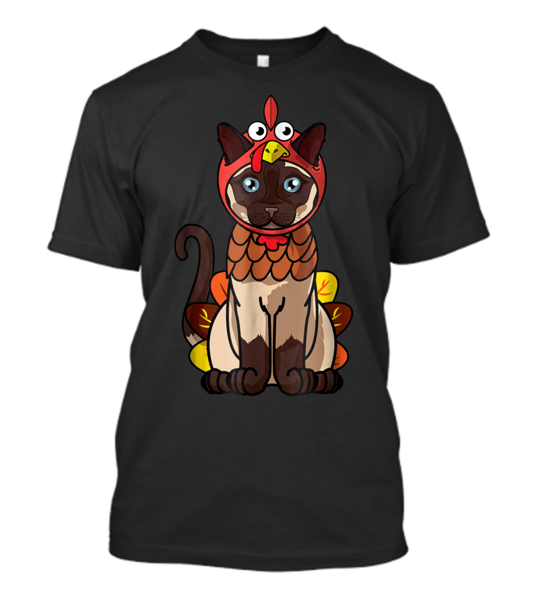 Thanksgiving Siamese Cat Mom Owner In Turkey Costume Greetings T-Shirt