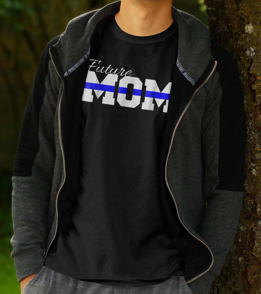 Future Mom Thin Blue Line Baby Announcement T-Shirt