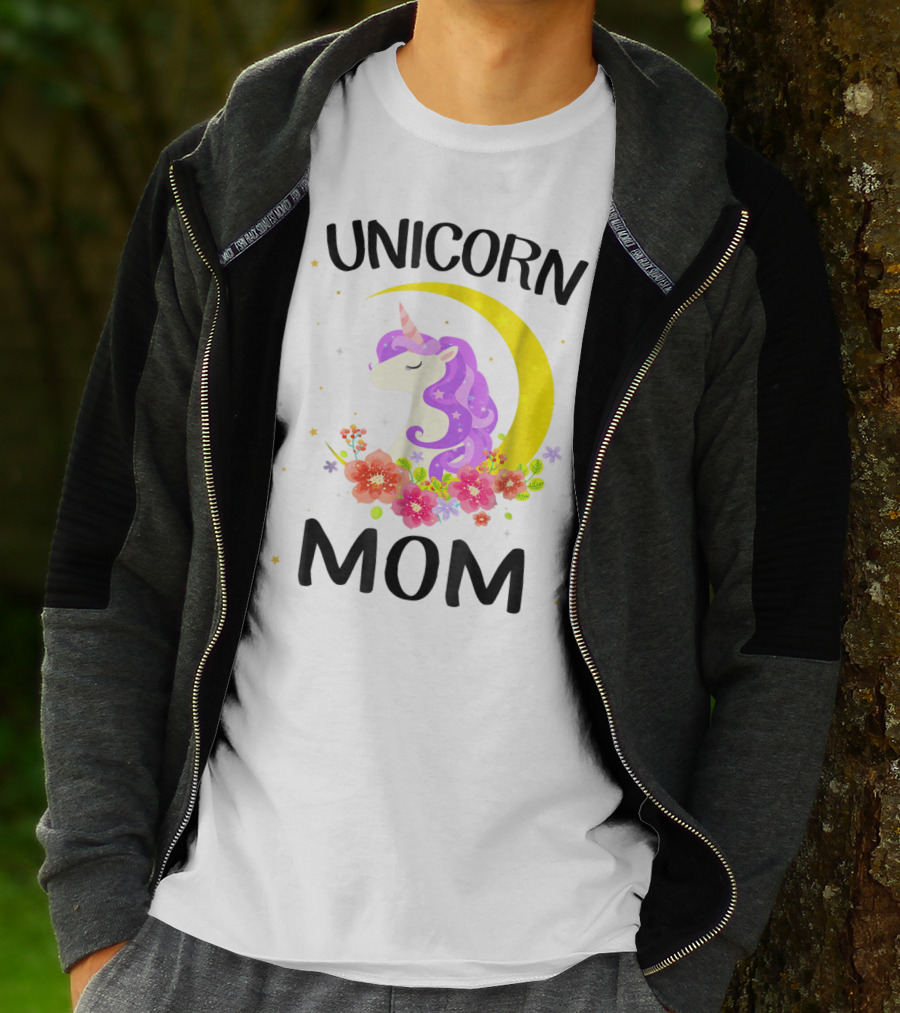 Unicorn Mom Moon Floral Magic T-Shirt