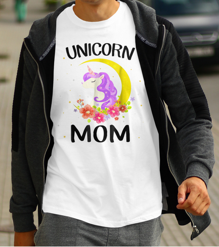 Unicorn Mom Moon Floral Magic T-Shirt