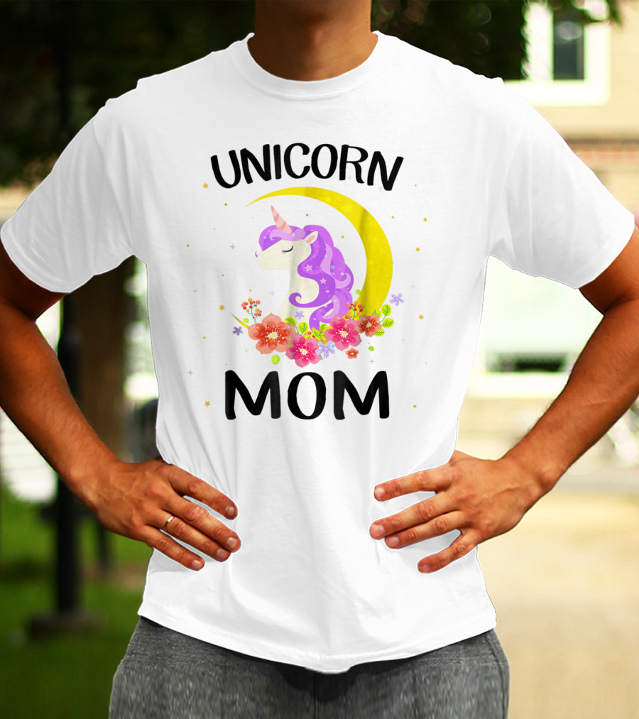 Unicorn Mom Moon Floral Magic T-Shirt