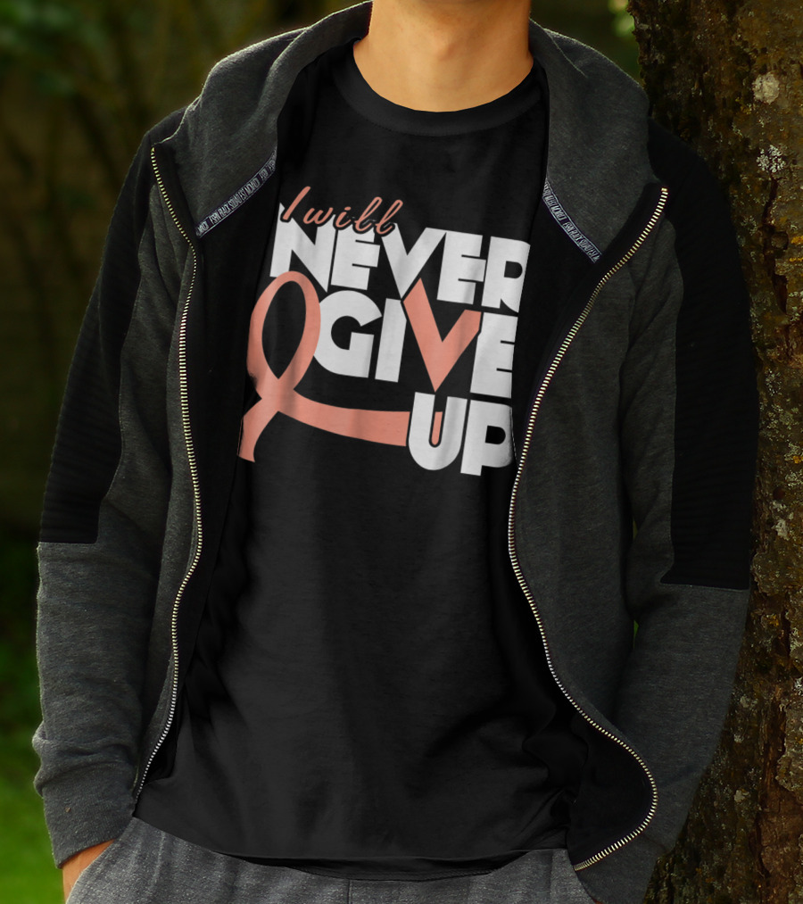 I Will Never Give Up Uterine Cancer Awareness T-Shirt