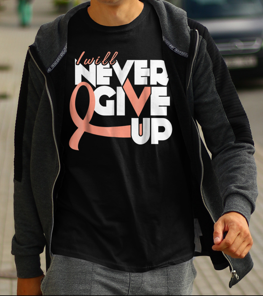 I Will Never Give Up Uterine Cancer Awareness T-Shirt