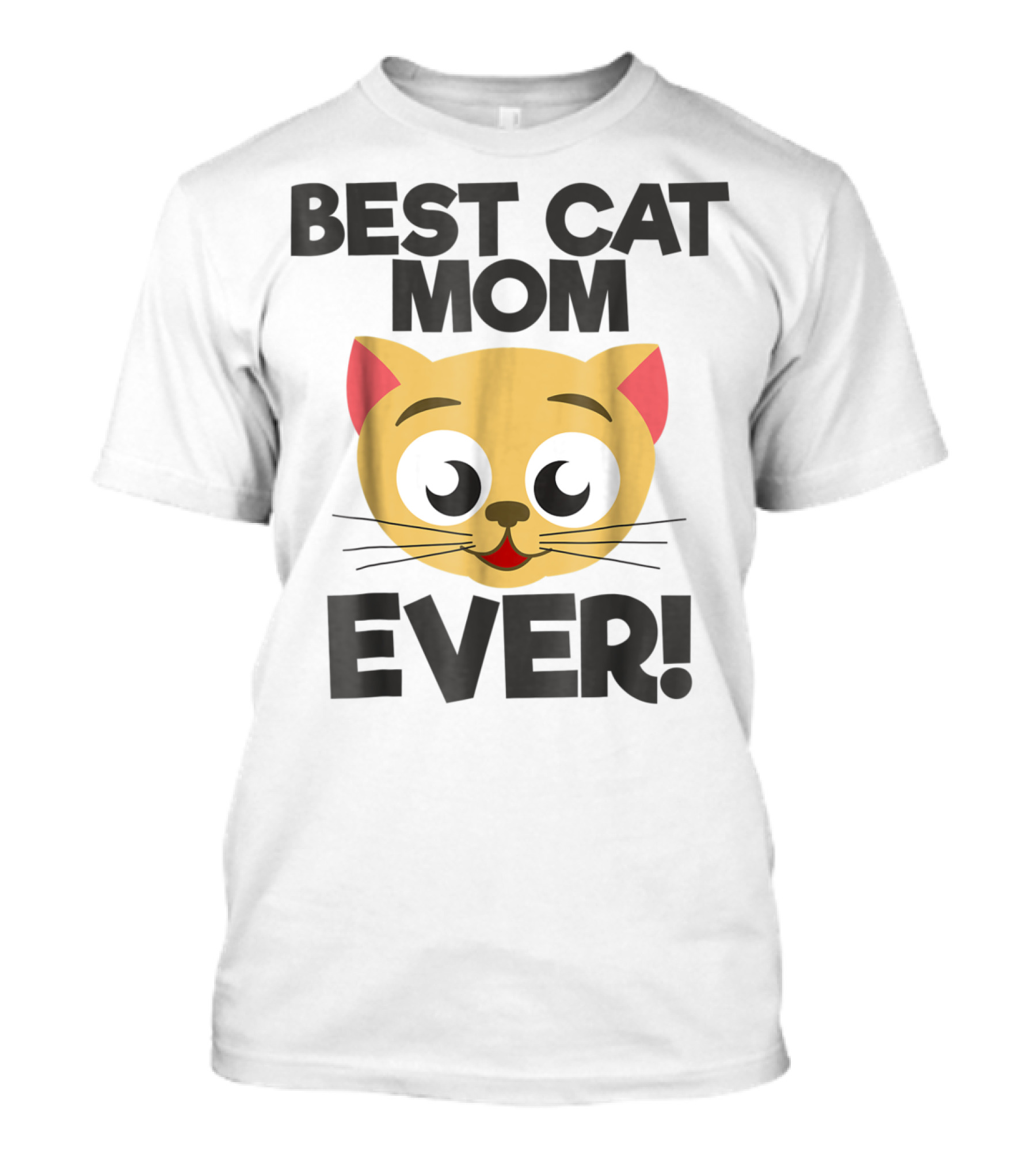 Best Cat Mom Ever Cute Cartoon Cat Face T-Shirt