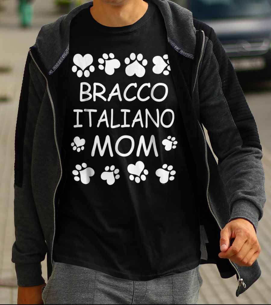 Bracco Italiano Mom Heart And Paw Print Christmas Birthday Gift T-Shirt