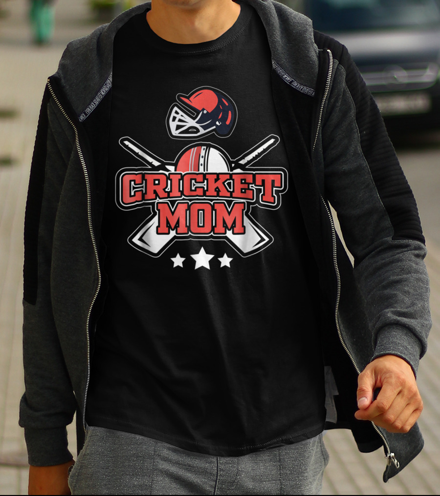Cricket Mom Sports Bat Ball Team Field Helmet T-Shirt