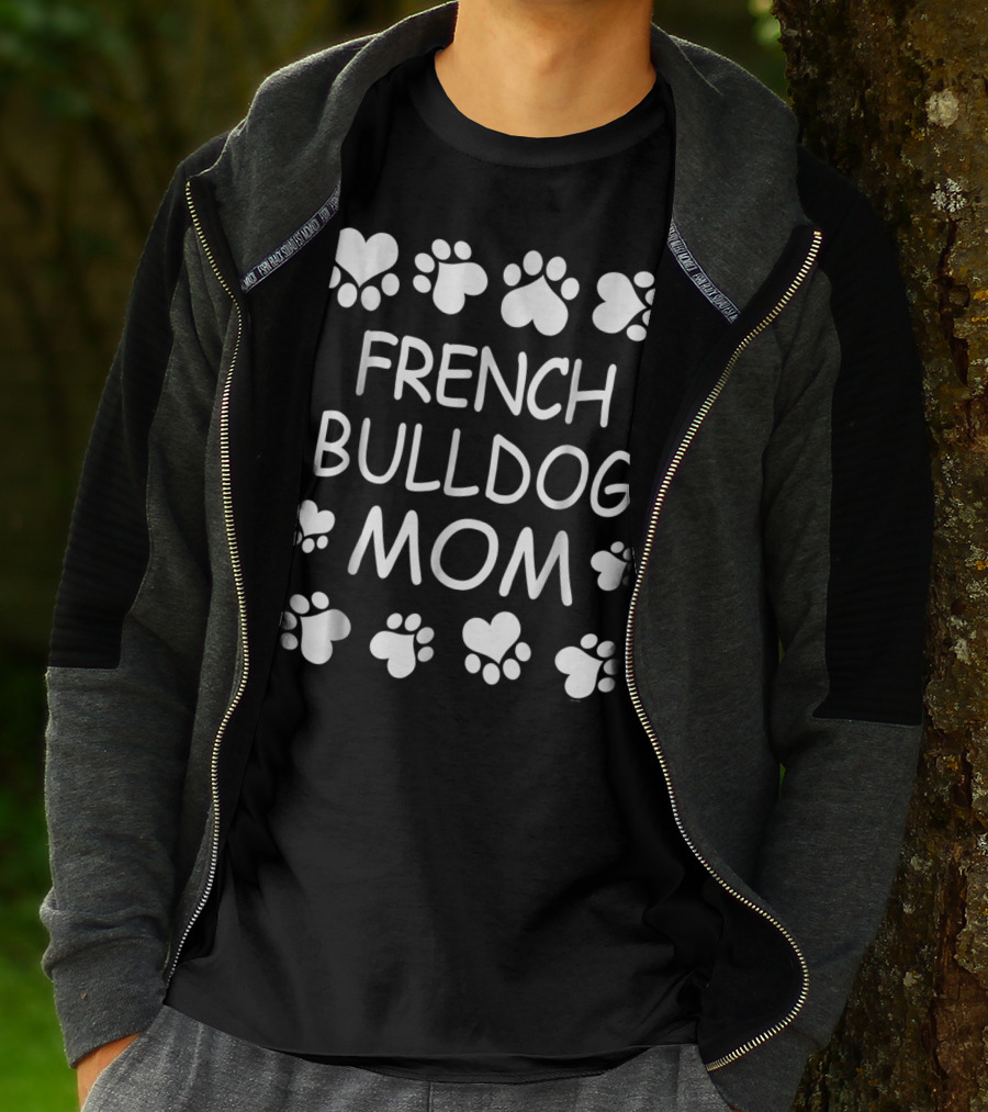 French Bulldog Mom Paw Print Heart T-Shirt