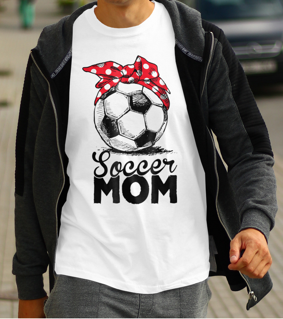 Funny Soccer Mom Polka Dot Bandana Vintage Soccer Fan Player17 T-Shirt