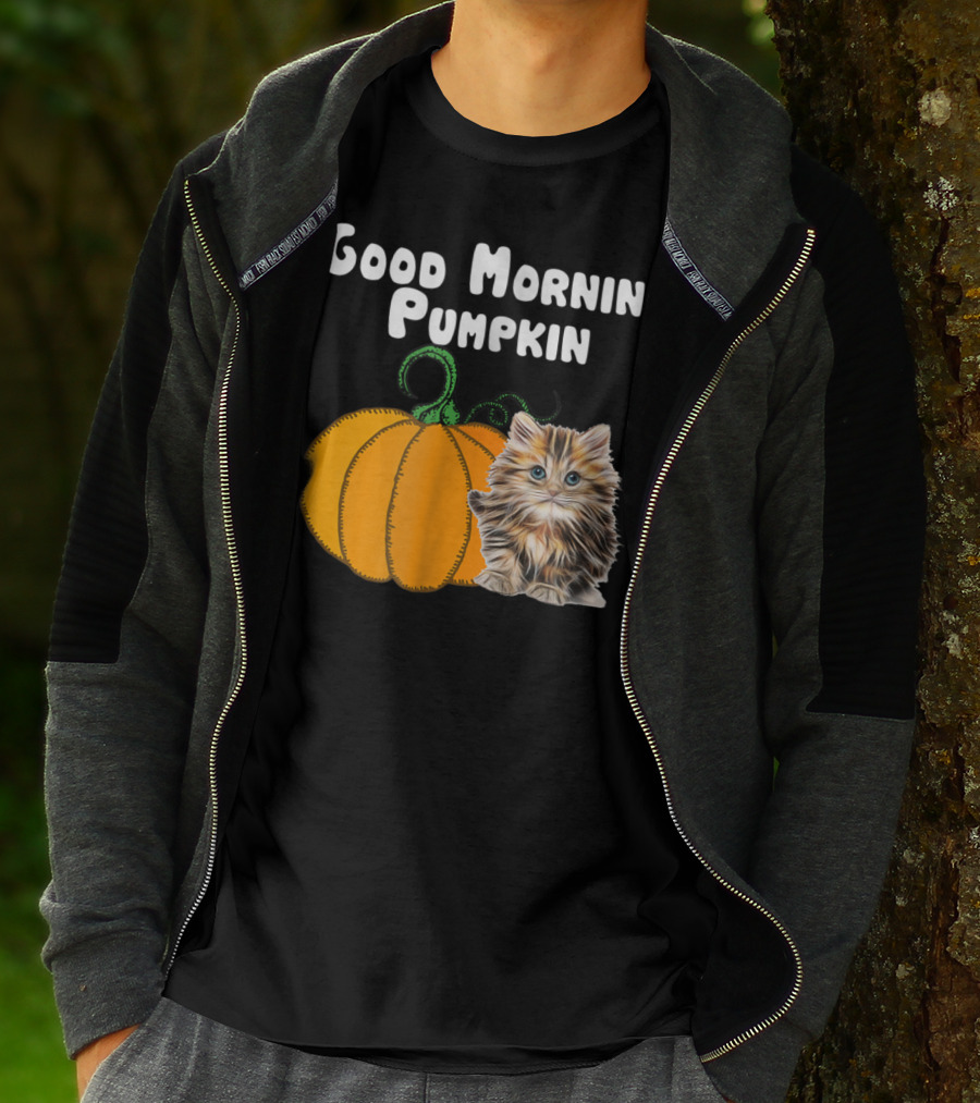 Good Morning Pumpkin Cat Lover Cat Mom Halloween90 Feline Festivity T-Shirt