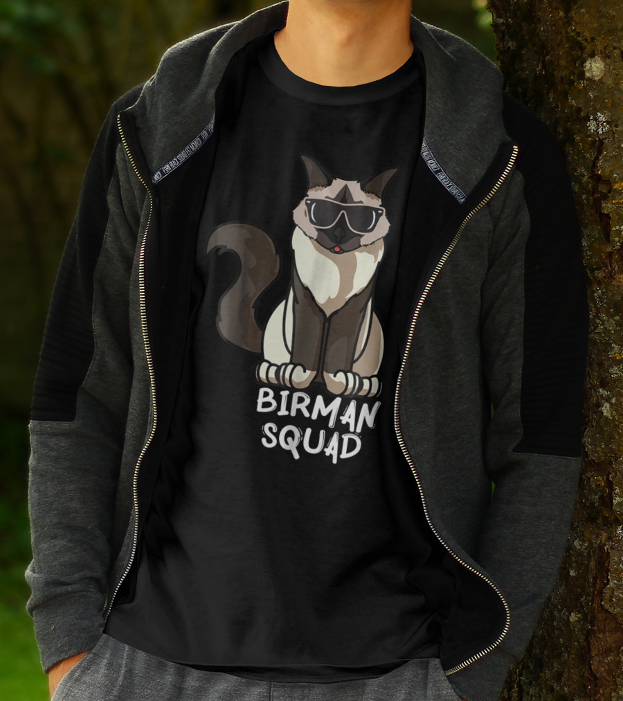 Birman Squad Cat Mom Lover Squad Cool Birman Cat With Sunglasses T-Shirt