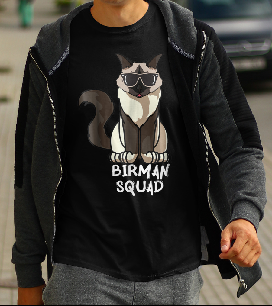 Birman Squad Cat Mom Lover Squad Cool Birman Cat With Sunglasses T-Shirt