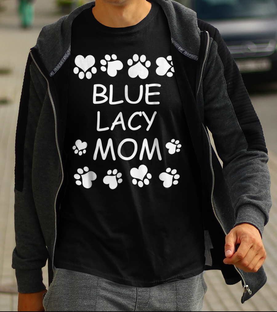 Blue Lacy Mom Paw Print Heart Lovers For Christmas Birthday T-Shirt