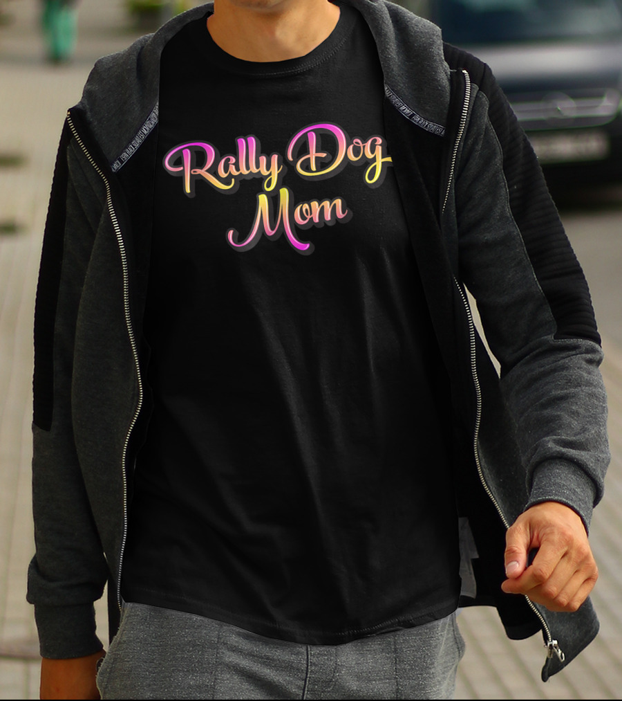 Rally Dog Mom Colorful Lettering T-Shirt