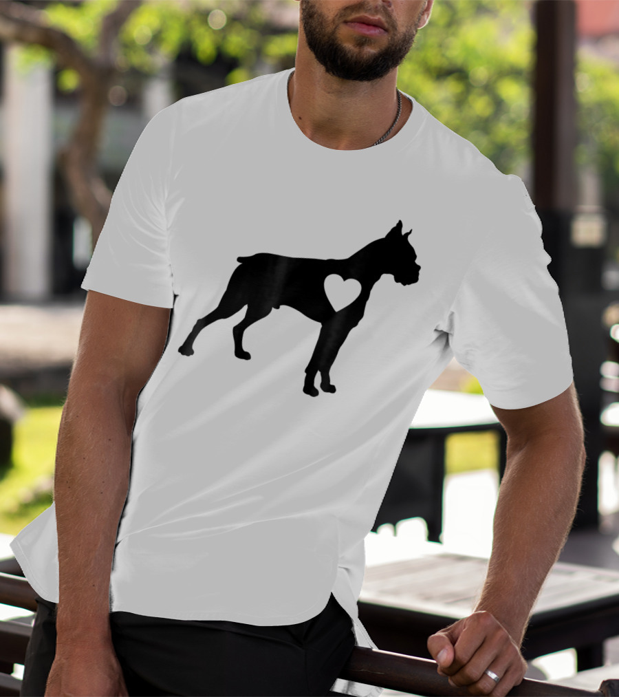 Boxer Dog Heart Silhouette Design For Loving Dog Moms T-Shirt