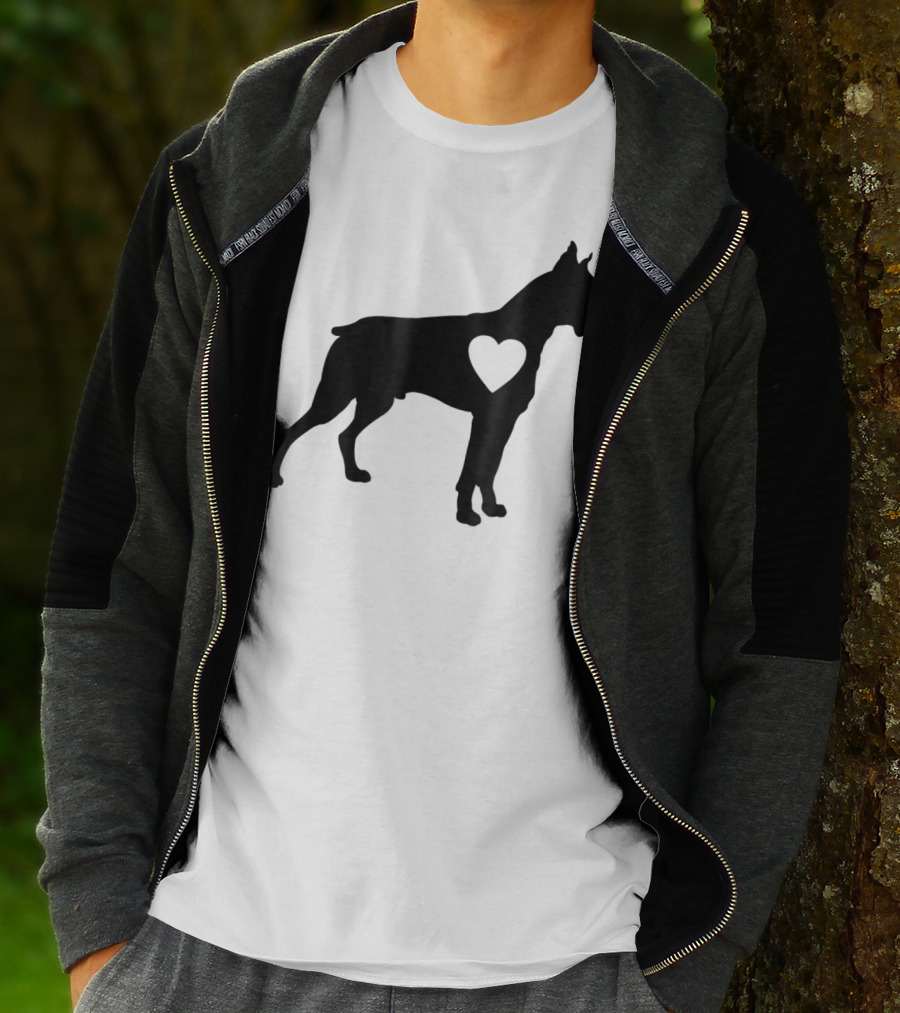 Boxer Dog Heart Silhouette Design For Loving Dog Moms T-Shirt