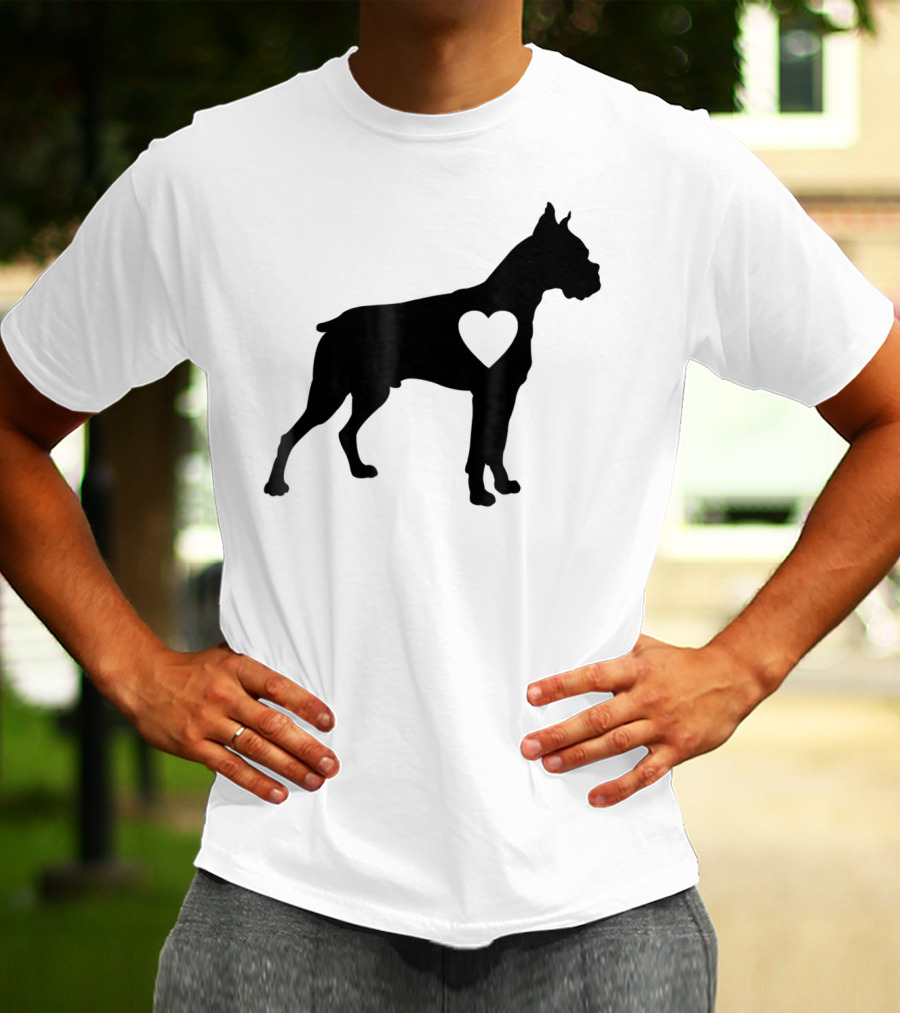Boxer Dog Heart Silhouette Design For Loving Dog Moms T-Shirt