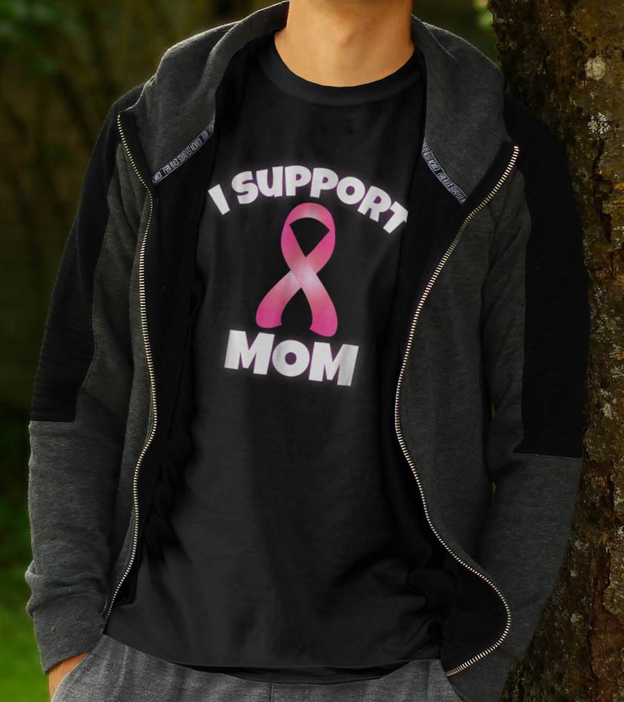 I Support Mom Breast Cancer Awareness Pink T-Shirt