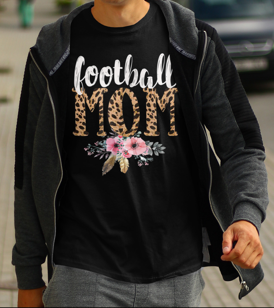 Football Mom Boho Leopard Floral T-Shirt