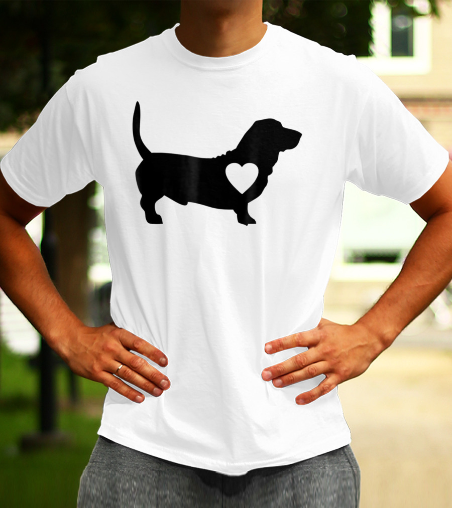 Basset Love Heart Silhouette Dog Idea Dog T-Shirt