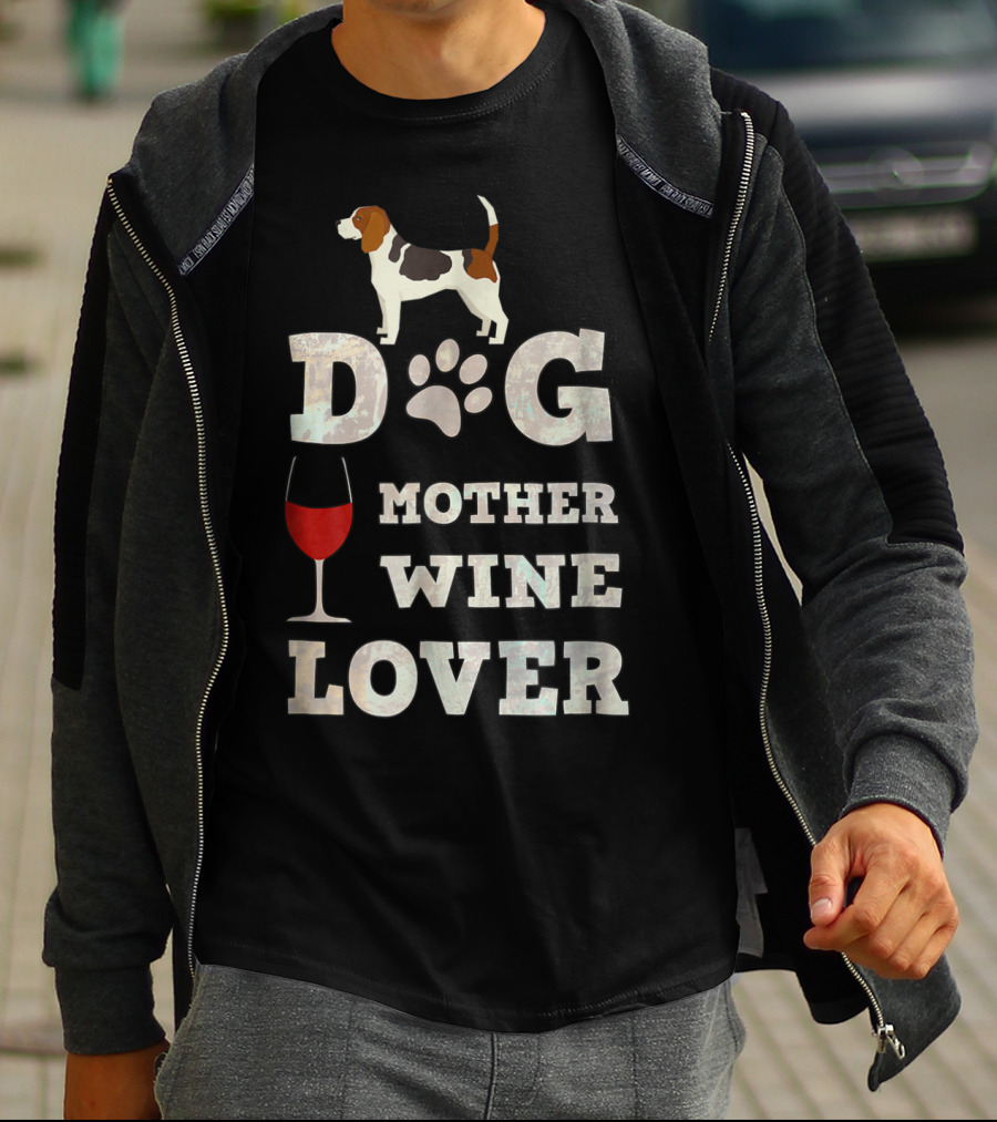 Dog Mother Wine Lover Beagle Mom Funny Dog Lover Lt91 T-Shirt