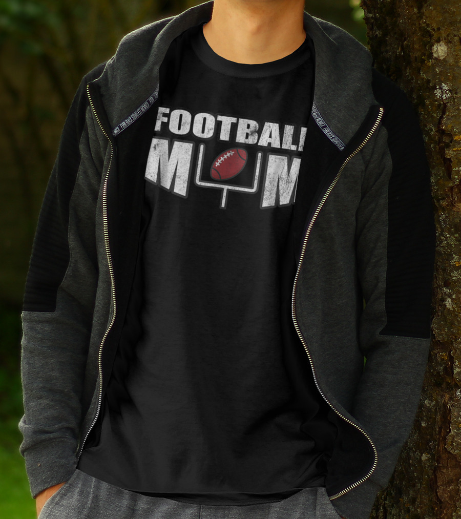 Football Mom Distressed Look With Goalpost And Ball For Mothers89 T-Shirt