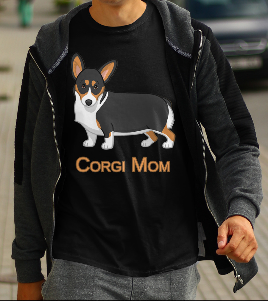 Corgi Mom Black Tricolor Cute Pembroke Corgi T-Shirt