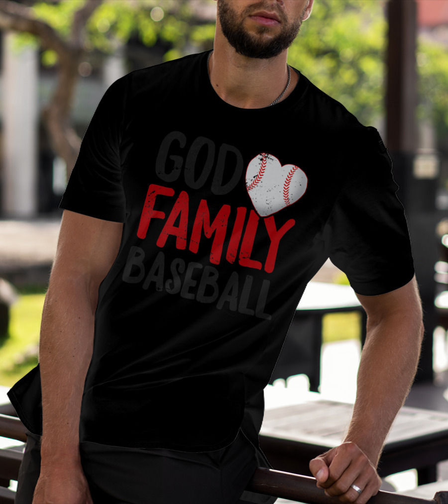 God Family Baseball Mom Mother Dad Father Coach27 Heart Baseball T-Shirt