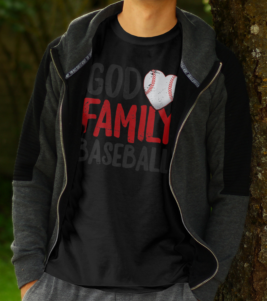 God Family Baseball Mom Mother Dad Father Coach27 Heart Baseball T-Shirt