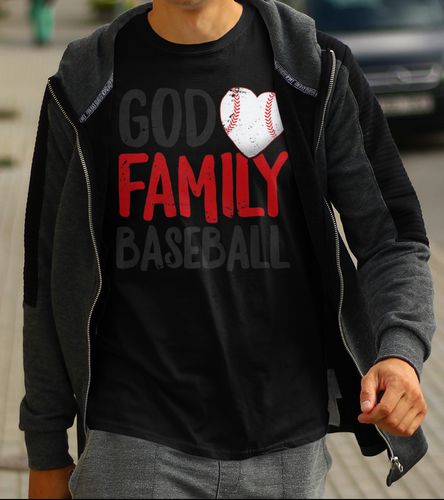 God Family Baseball Mom Mother Dad Father Coach27 Heart Baseball T-Shirt