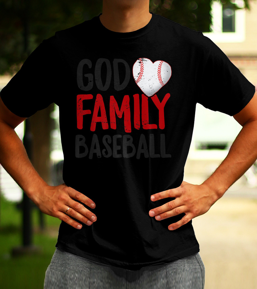 God Family Baseball Mom Mother Dad Father Coach27 Heart Baseball T-Shirt