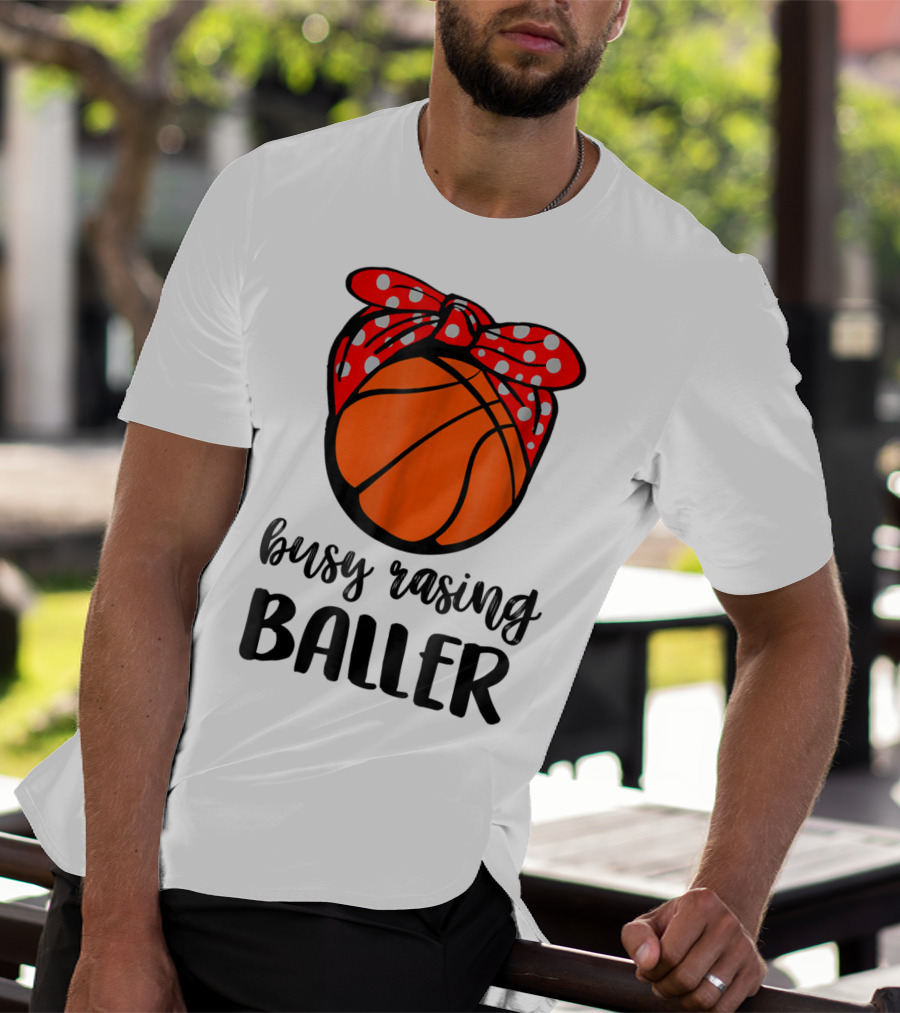 Busy Raising Baller Basketball Bandana Bow T-Shirt