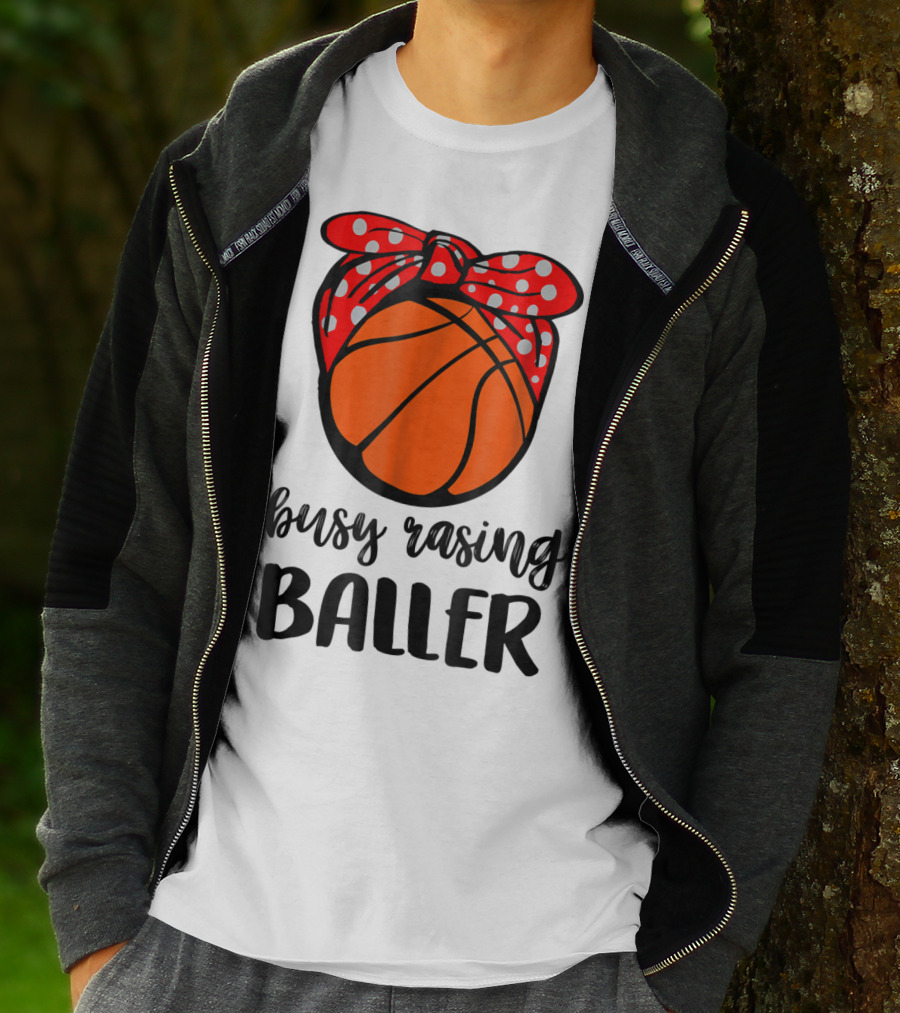 Busy Raising Baller Basketball Bandana Bow T-Shirt