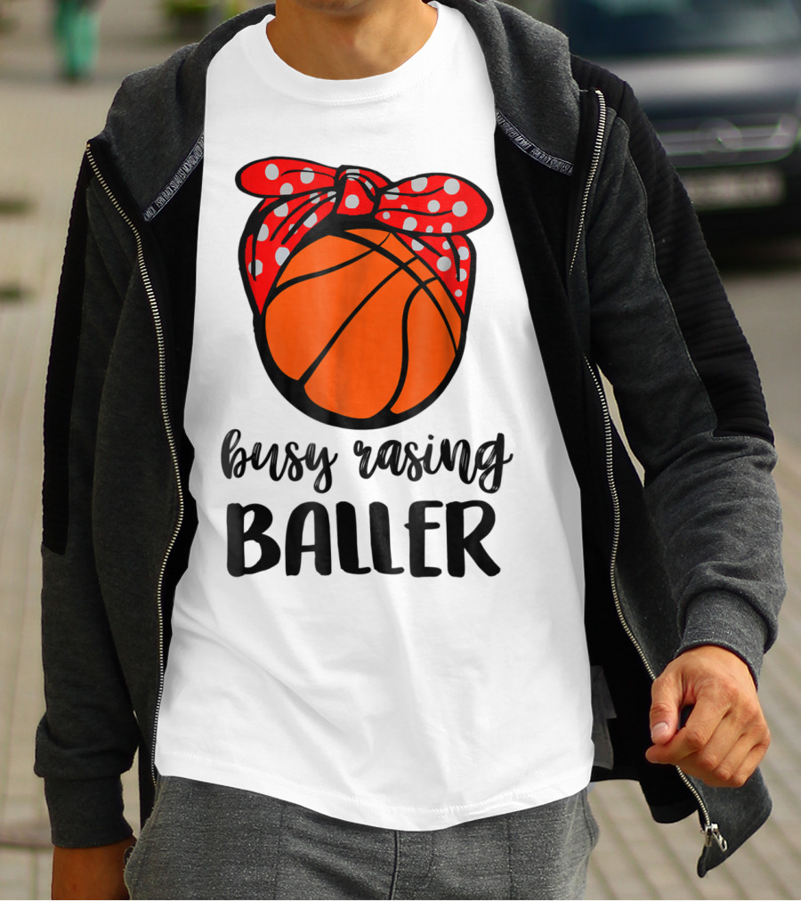 Busy Raising Baller Basketball Bandana Bow T-Shirt