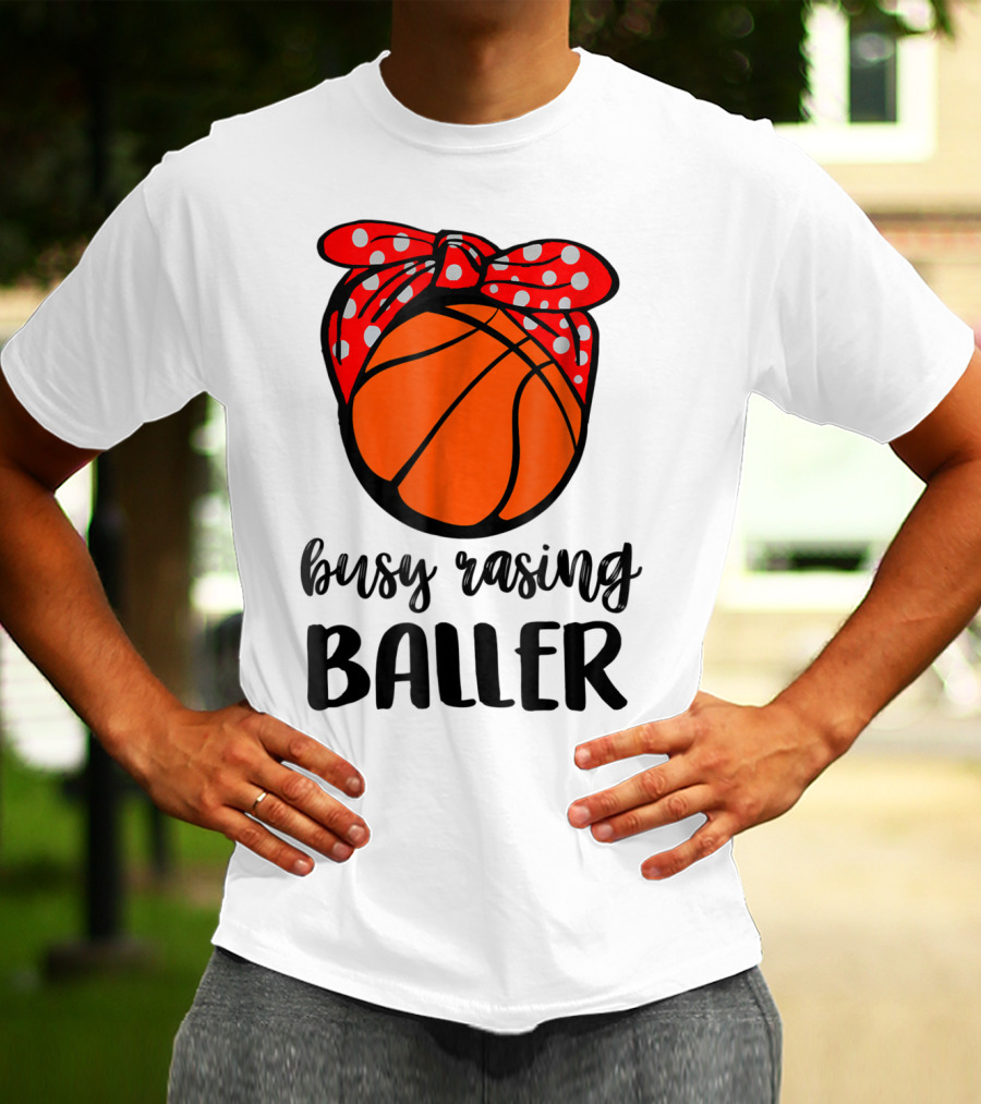 Busy Raising Baller Basketball Bandana Bow T-Shirt