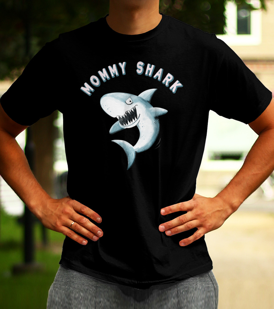 Mommy Shark I Shark Print Baby Shark T-Shirt