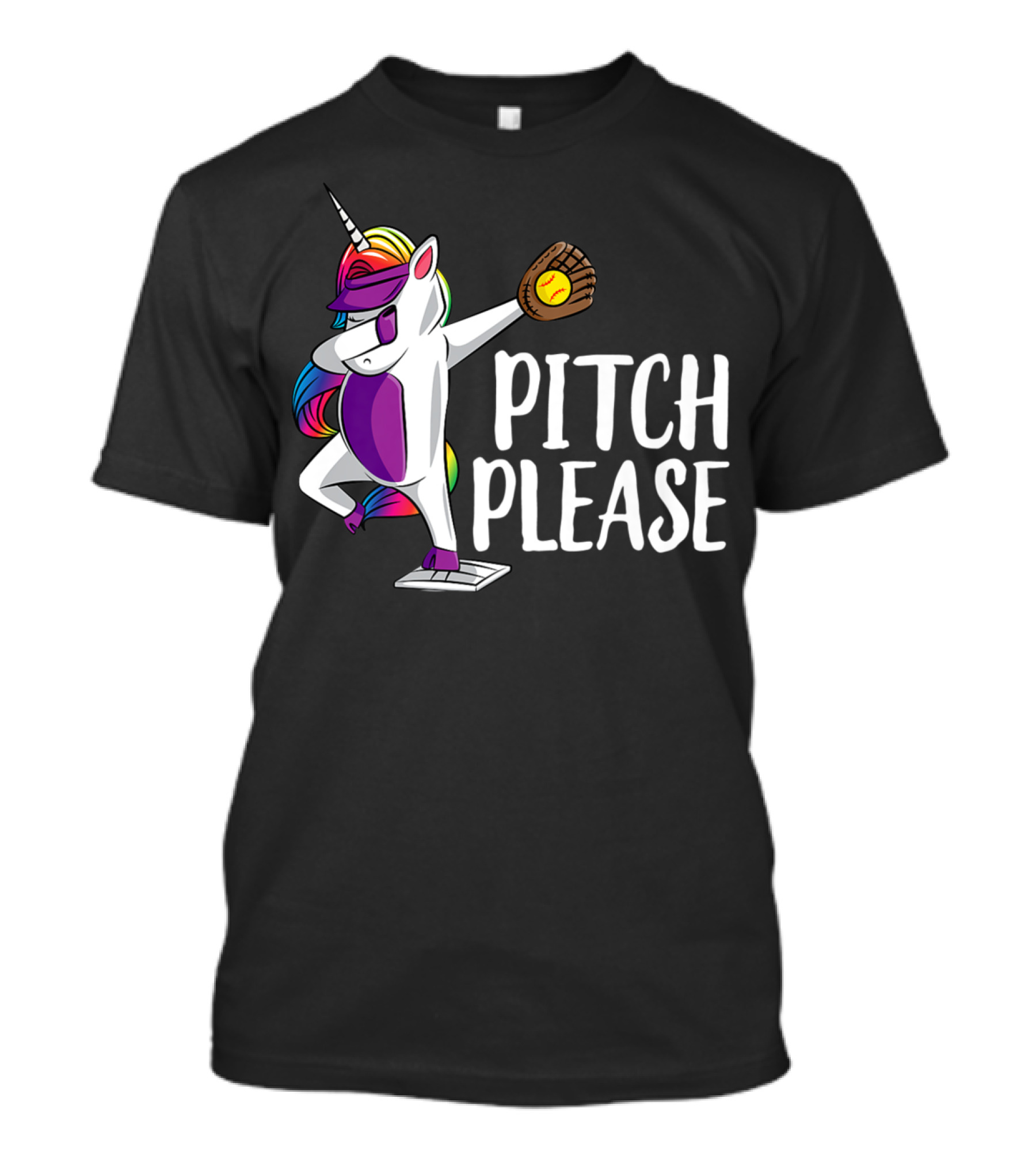 Pitch Please Dabbing Unicorn Funny Softball Player T-Shirt