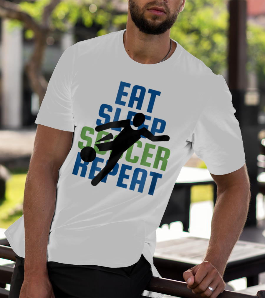 Eat Sleep Soccer Repeat Mom Girl Boy Kids Youth Soccer Player T-Shirt