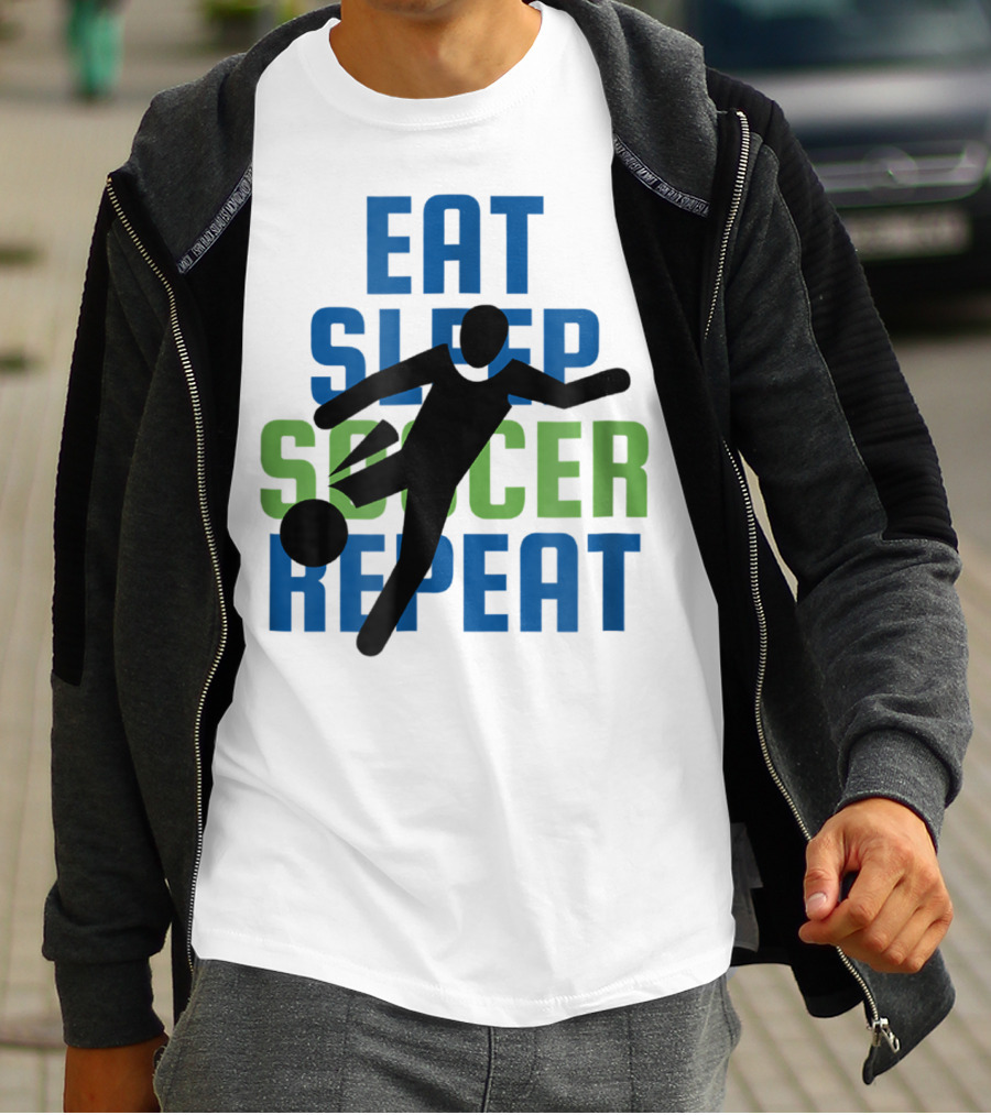 Eat Sleep Soccer Repeat Mom Girl Boy Kids Youth Soccer Player T-Shirt